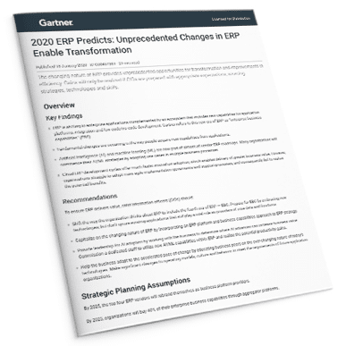 Gartner’s 2020 ERP Predicts: Unprecedented Changes in ERP Enable Transformation