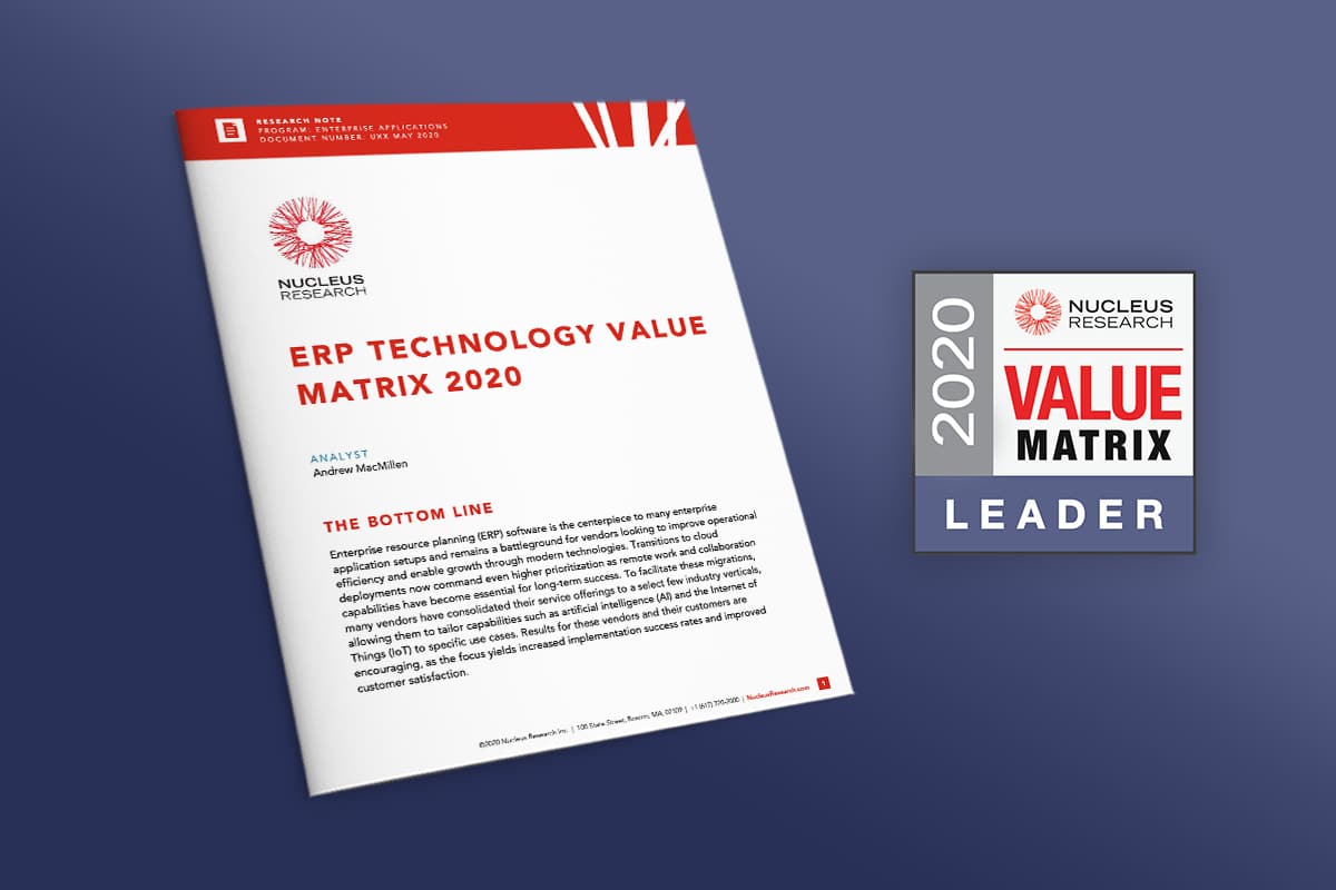 Rootstock Named a Leader in the 2020 ERP Technology Value Matrix from Nucleus Research