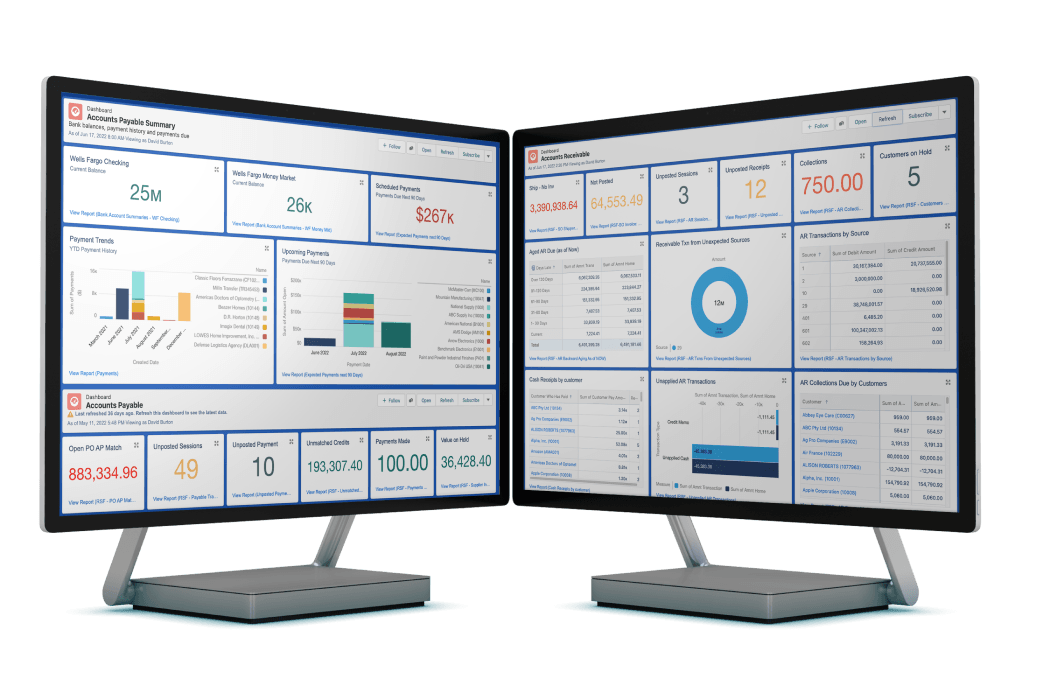 ERP Financial Software dashboard showing accounts payable analytics data